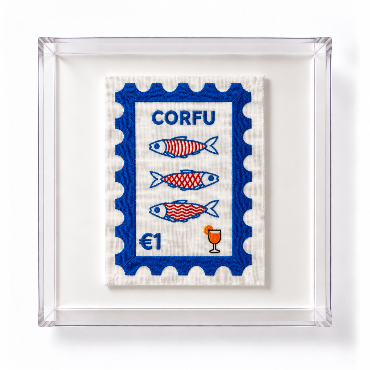 Corfu Embroidered Stamp Artwork