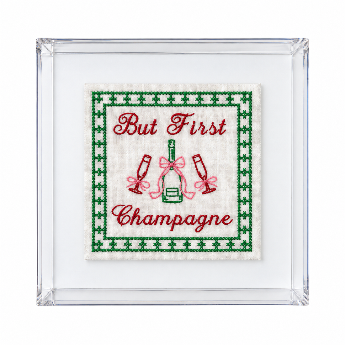But First Champagne Embroidered Artwork