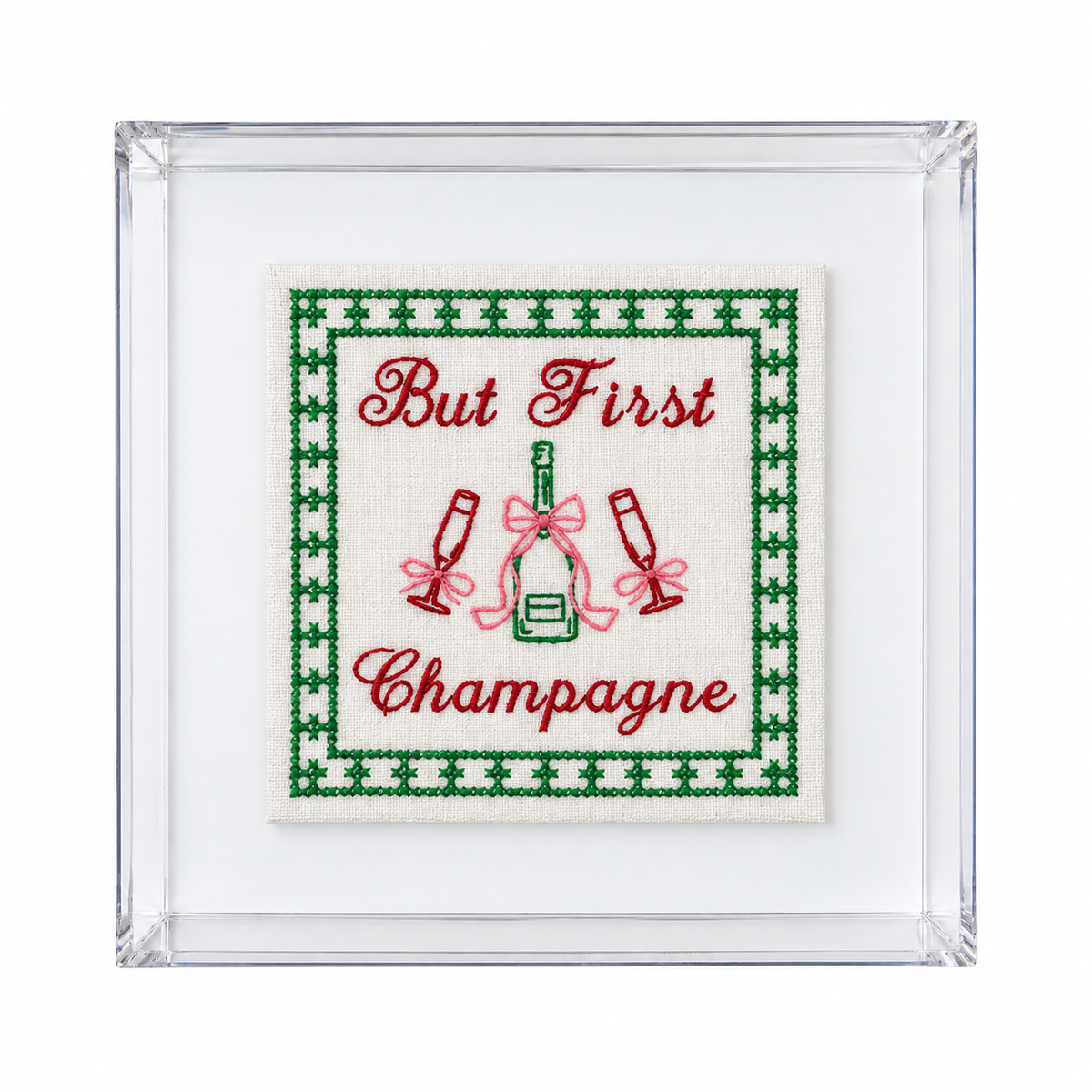 But First Champagne Embroidered Artwork