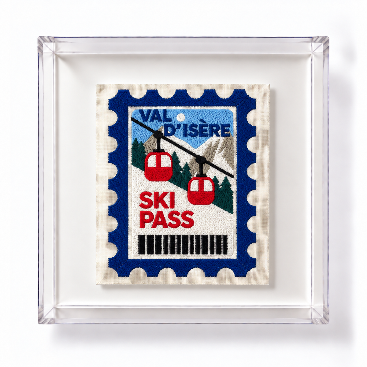 Val D'isere Embroidered Postcard Artwork