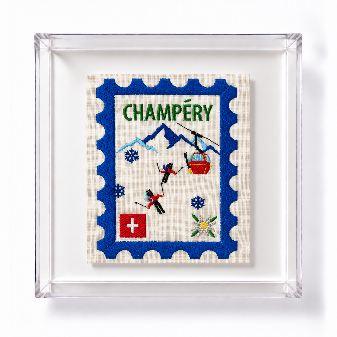 Champery Embroidered Stamp Artwork