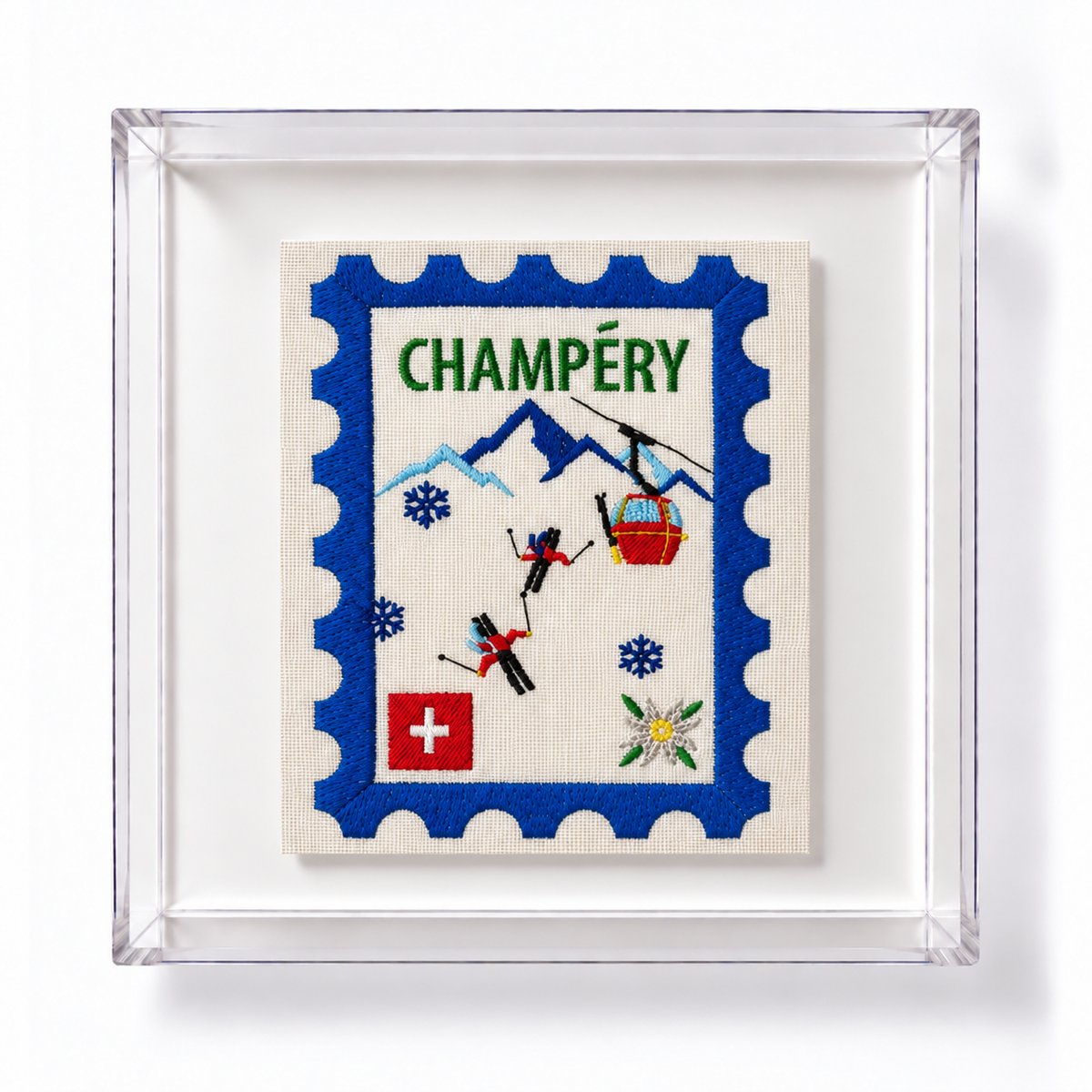 Champery Embroidered Stamp Artwork