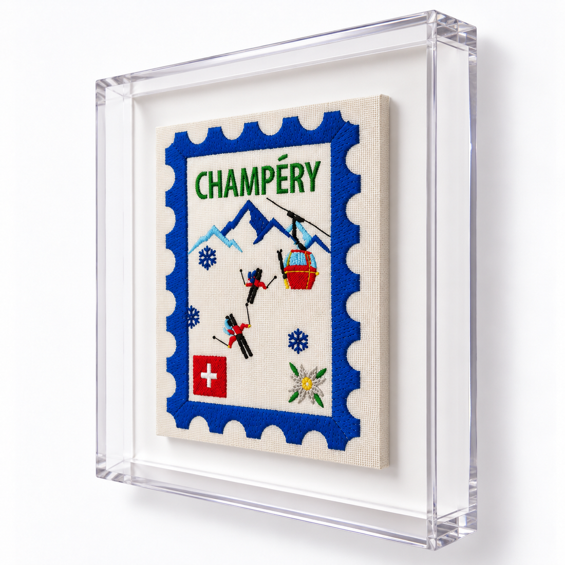 Champery Embroidered Stamp Artwork