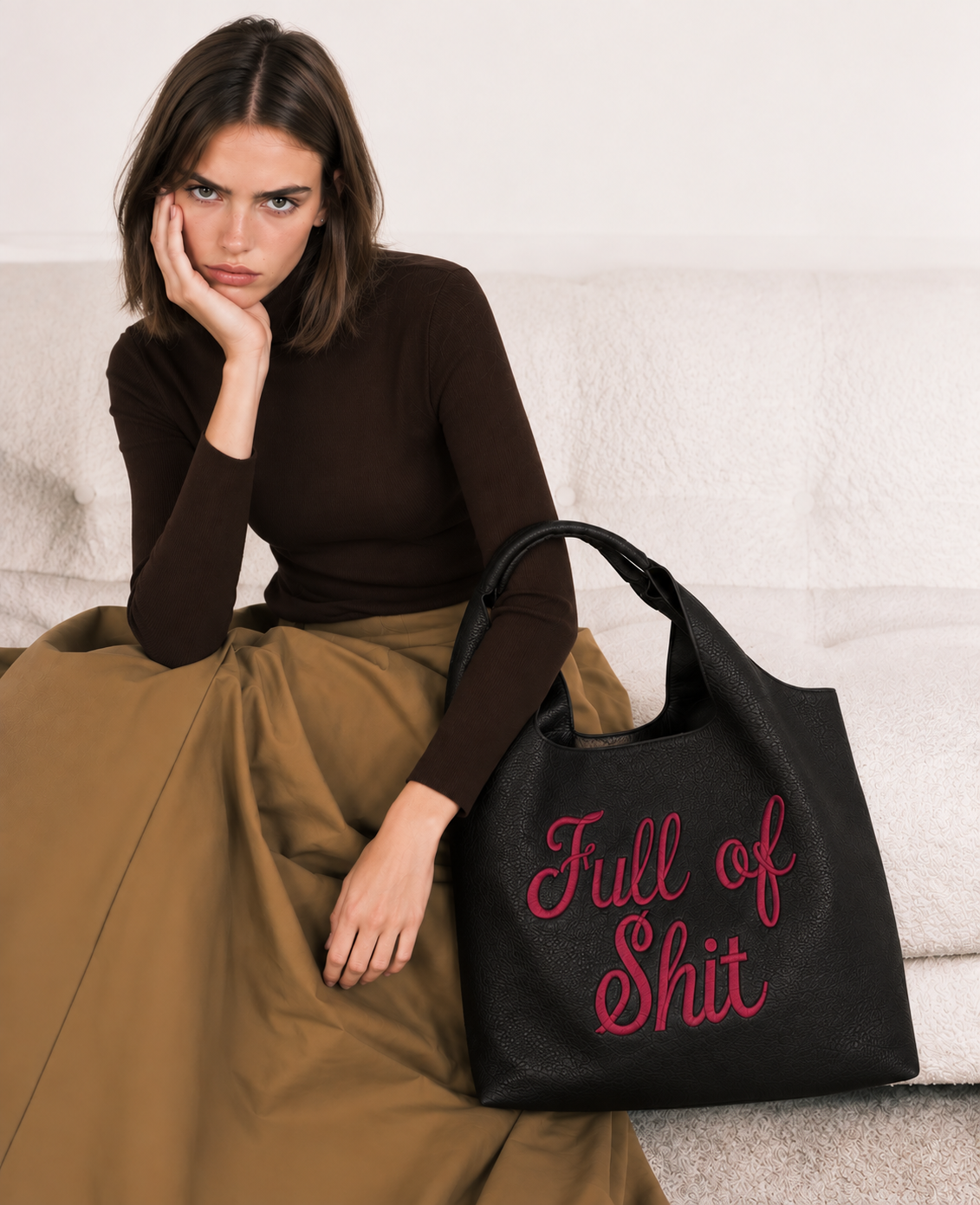 Full of Shit Burgundy Bucket Bag