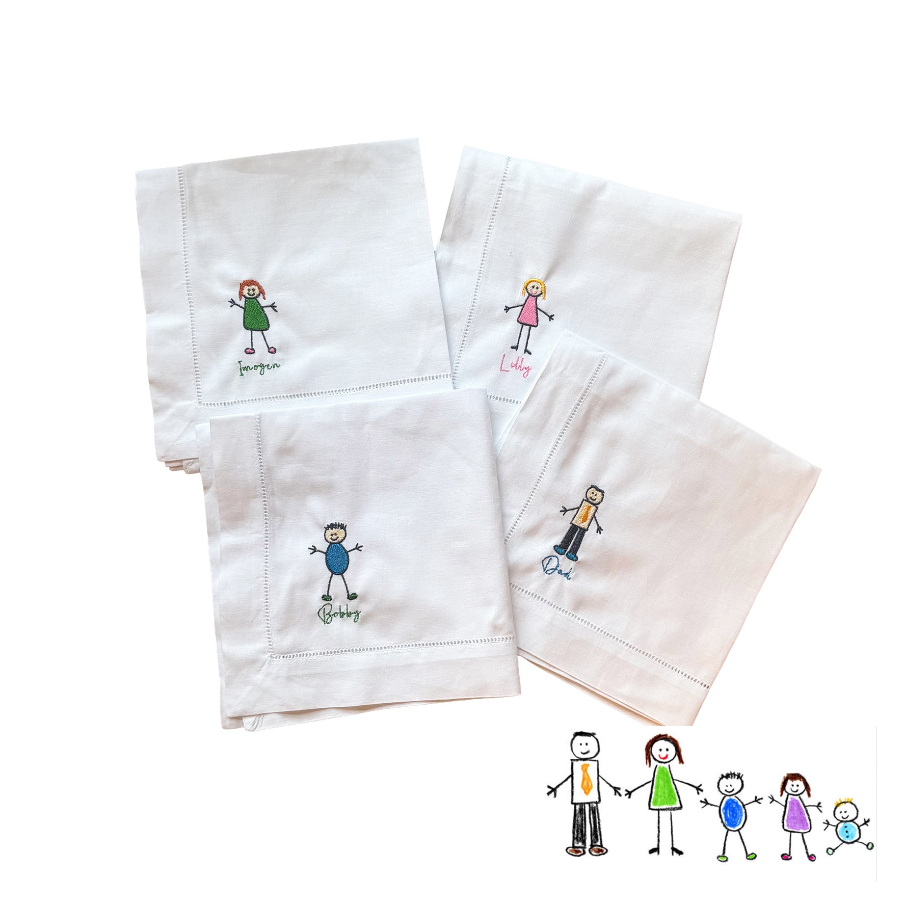 Custom Embroidered Kids Drawing Napkins