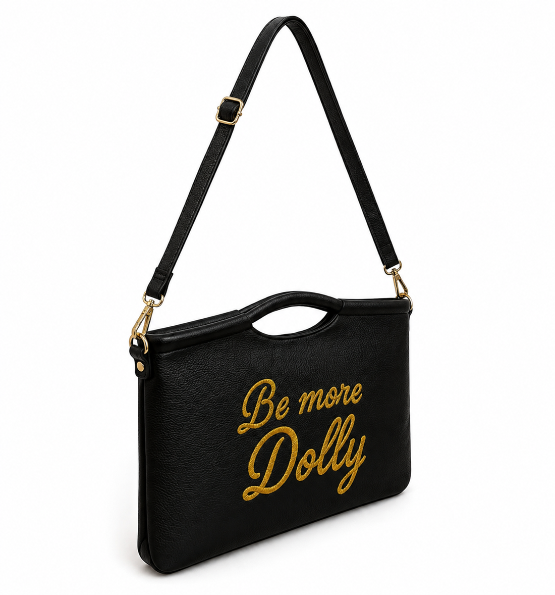 Be more Dolly Black Vegan Leather Clutch