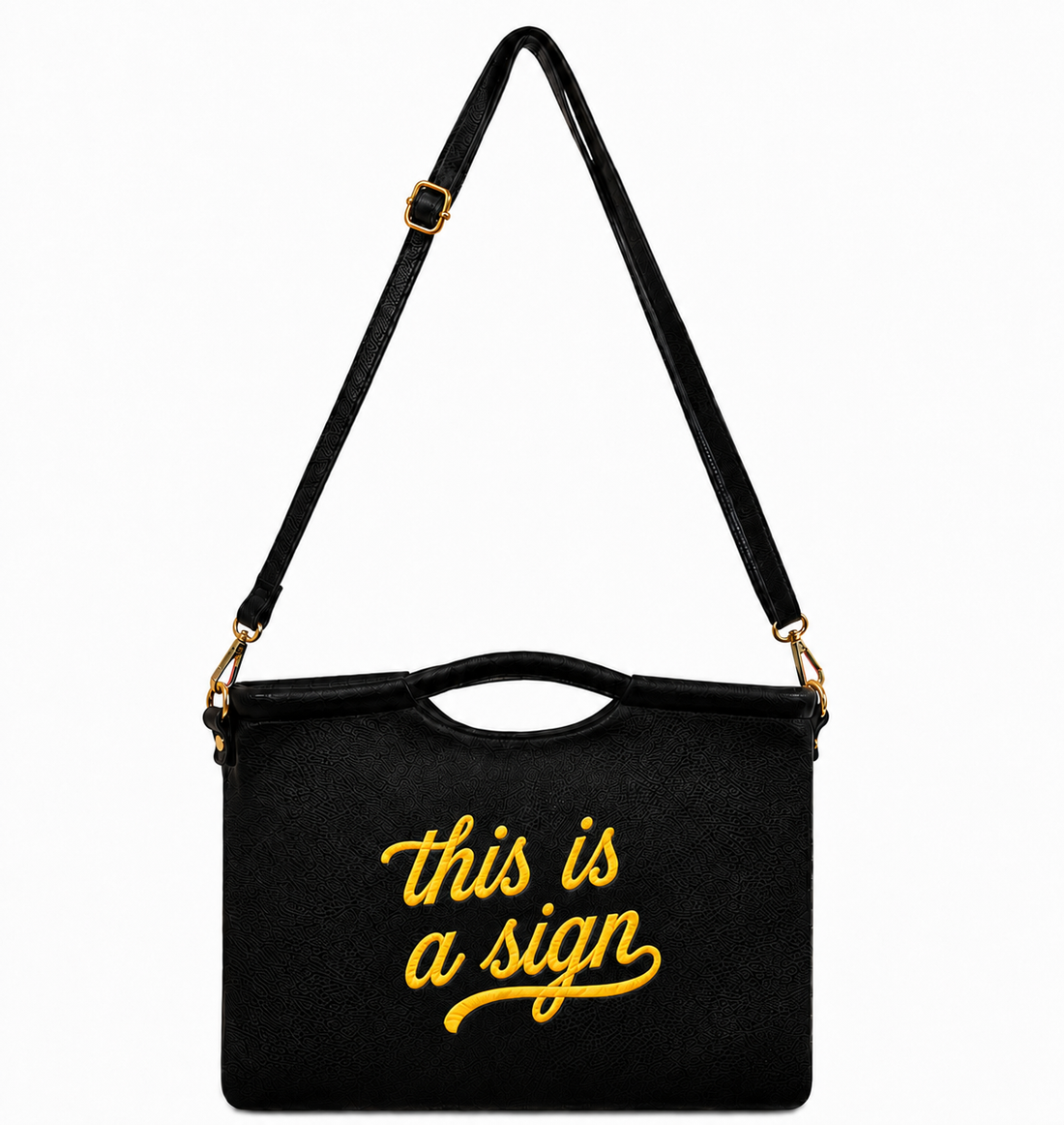 This Is A Sign Black Vegan Leather Clutch