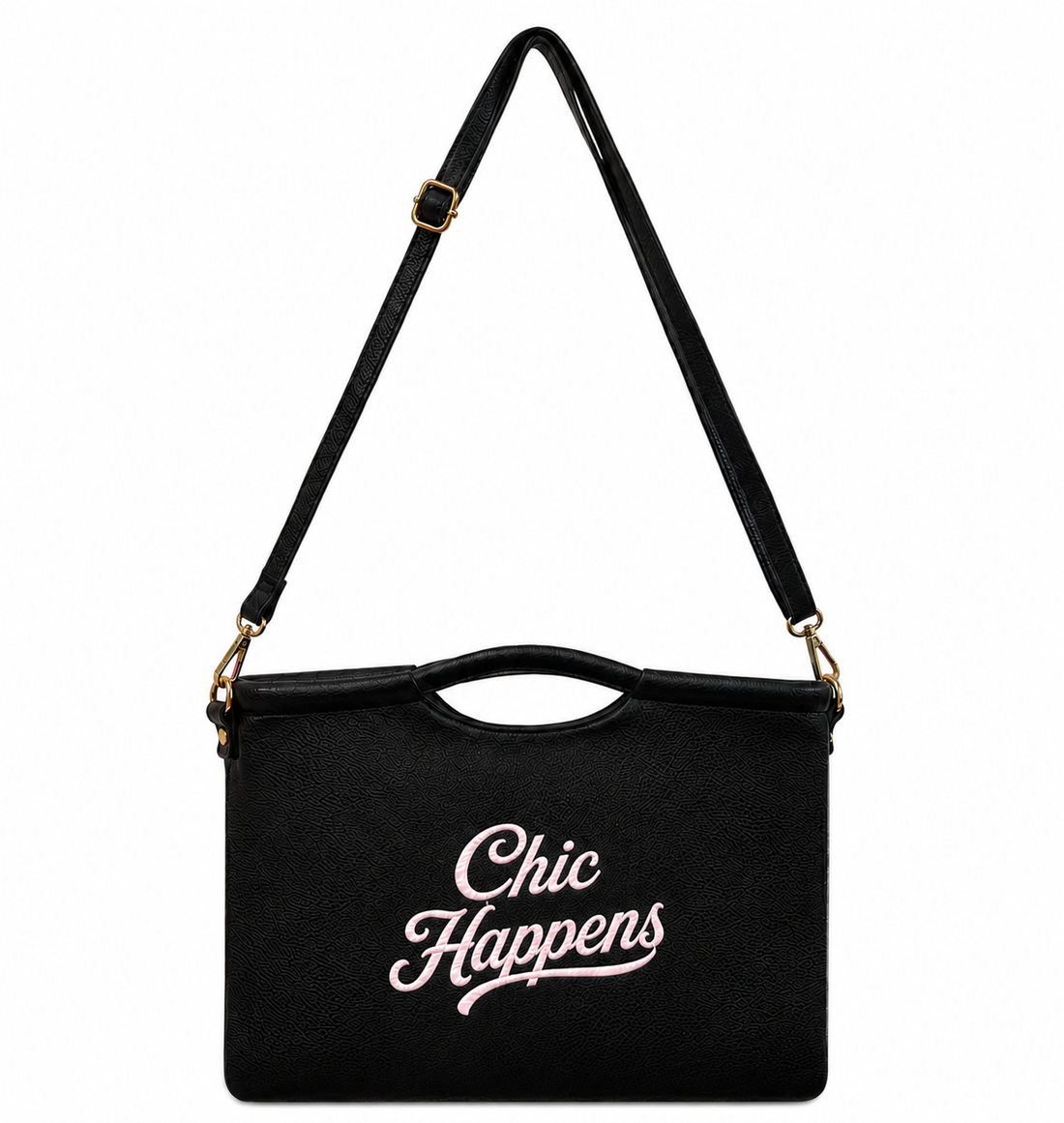 Chic Happens Black Vegan Leather Clutch