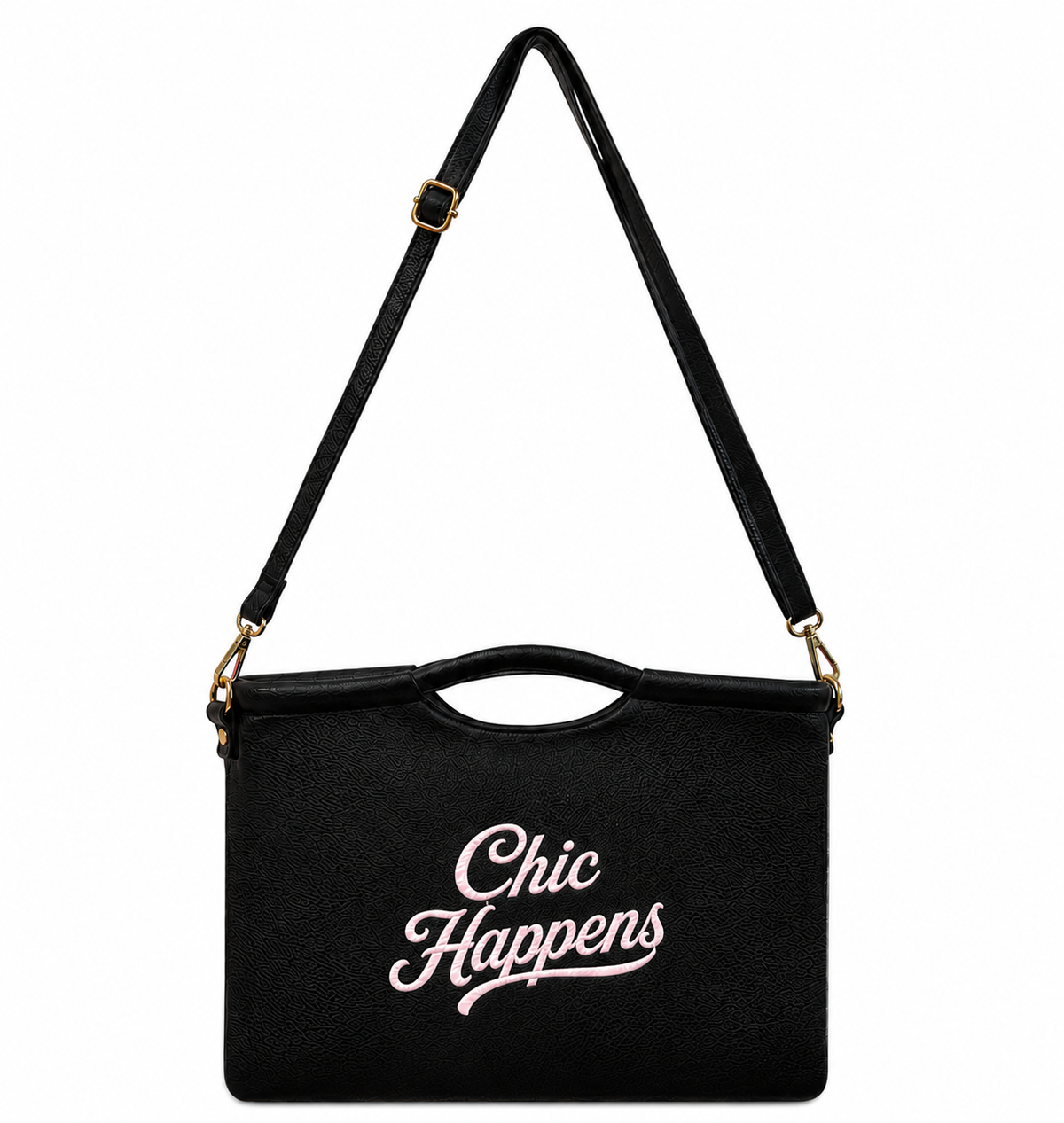 Chic Happens Black Vegan Leather Clutch