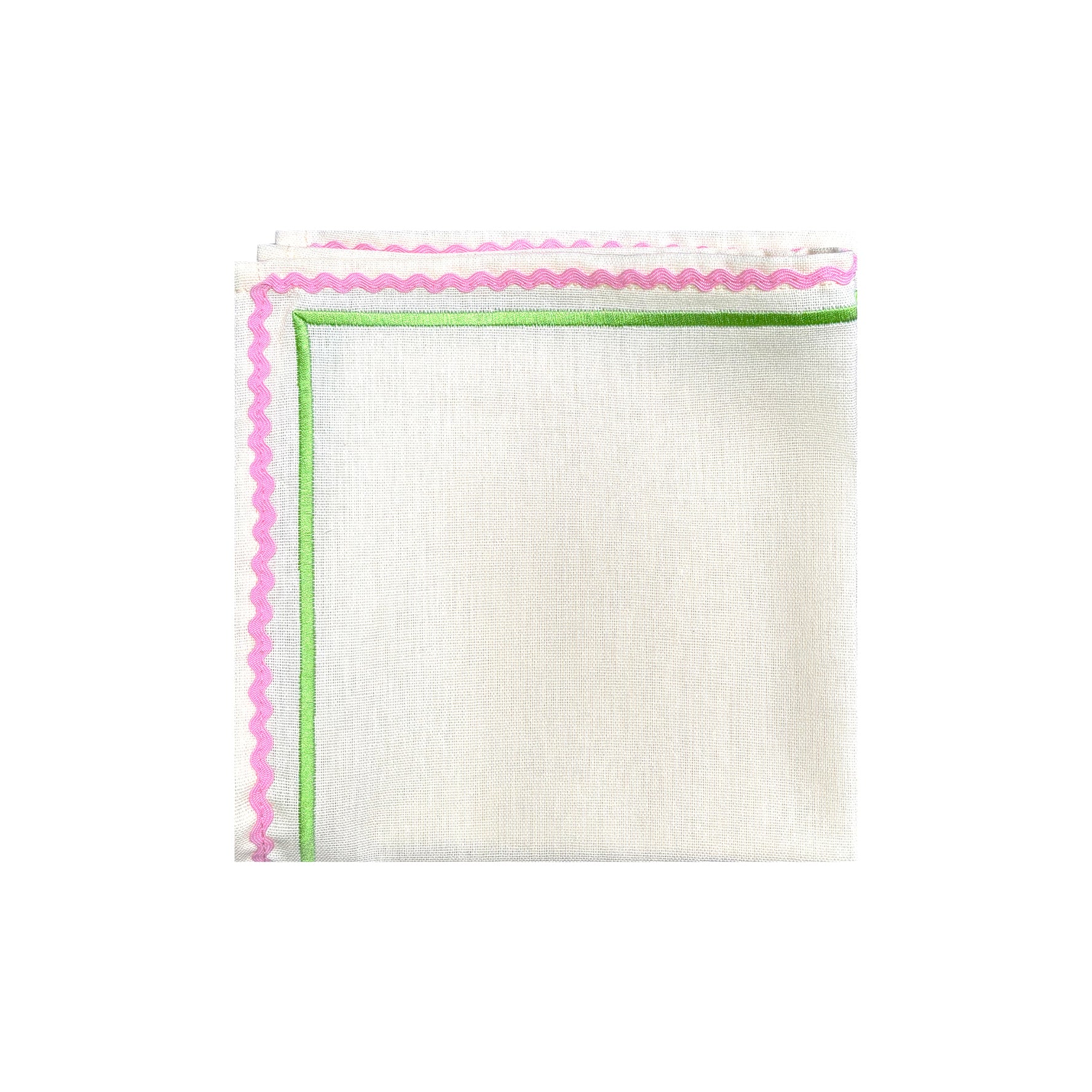 Ric Rac Linen Napkins | Green & Pink | Set of 4