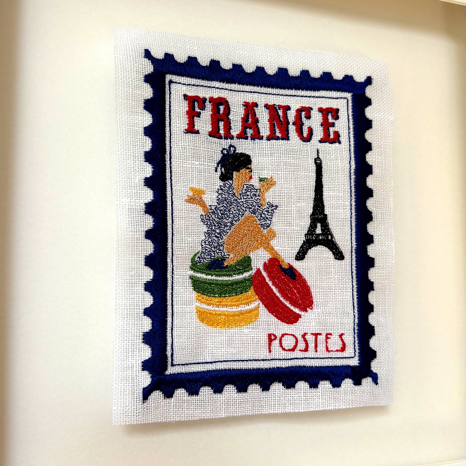 France Inspired Embroidered Postage Stamp