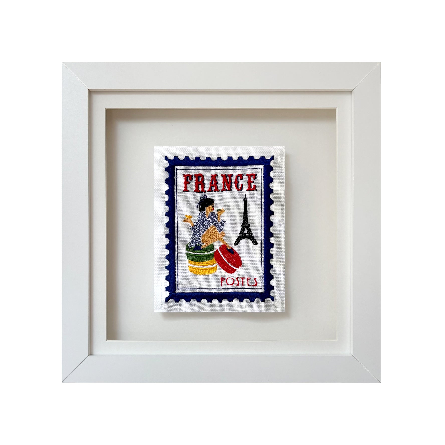 France Inspired Embroidered Postage Stamp