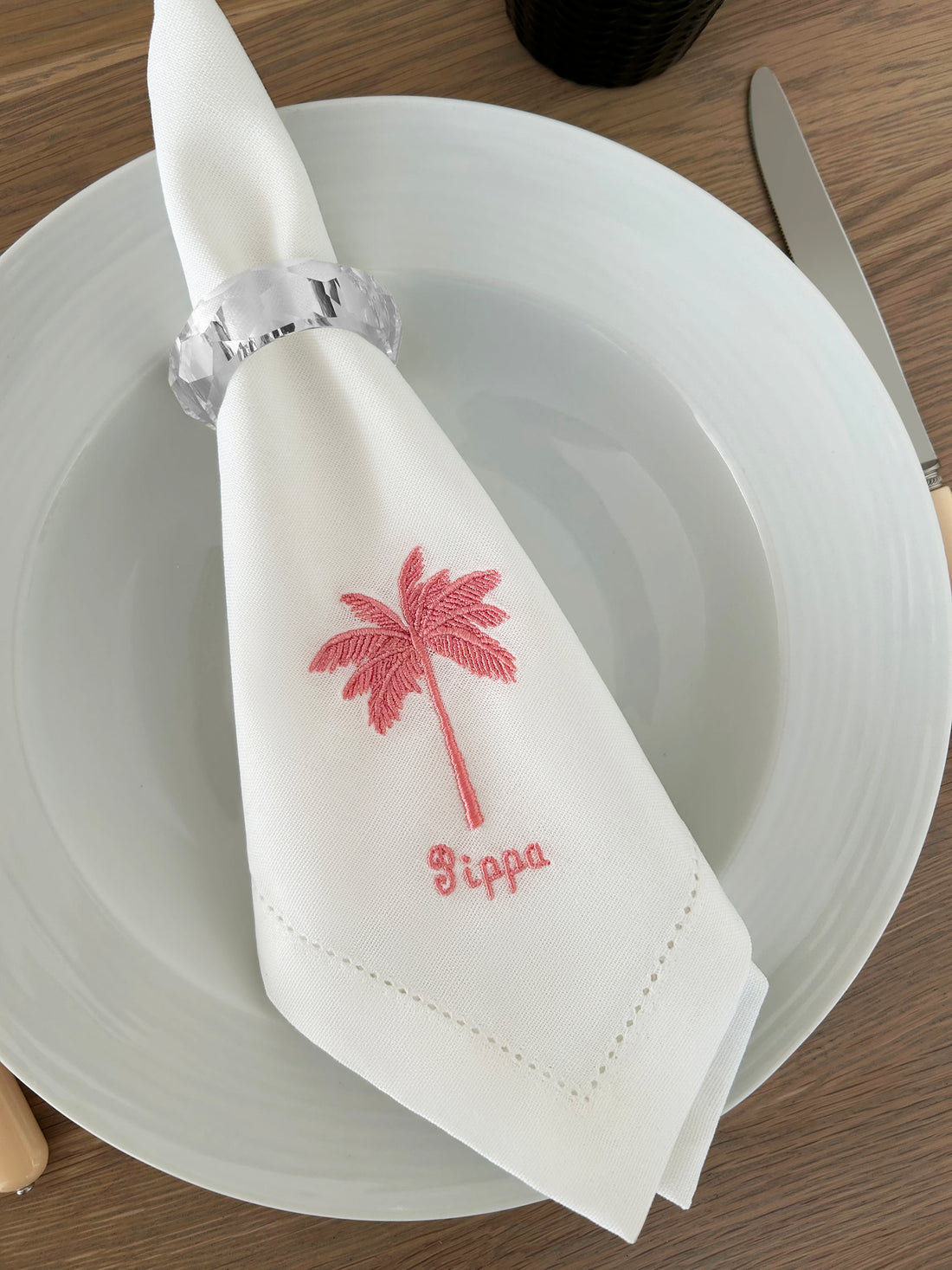 Palm Tree Embroidered Napkins | Set of 4