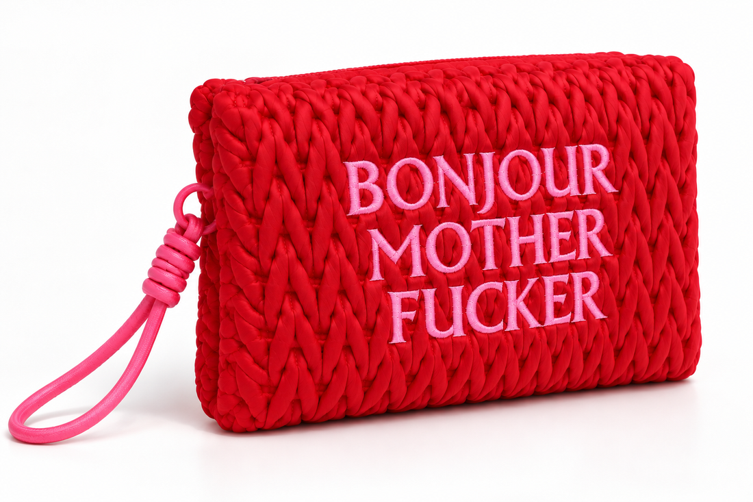 Red Bonjour Mother Fucker Make Up Bag