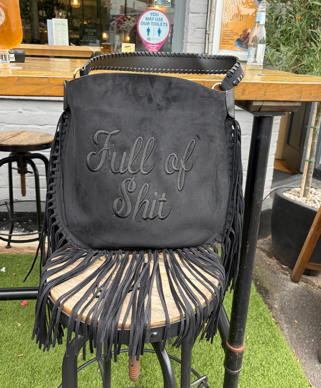 Full of Shit  Black Tassel Handbag