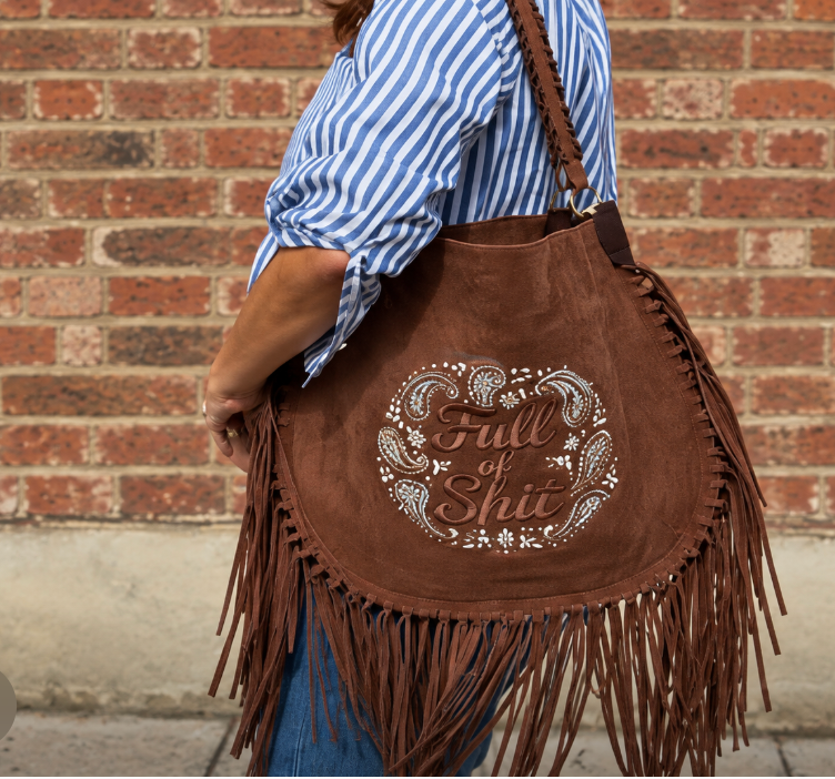 Full of Shit Paisley Chocolate Tassel Handbag