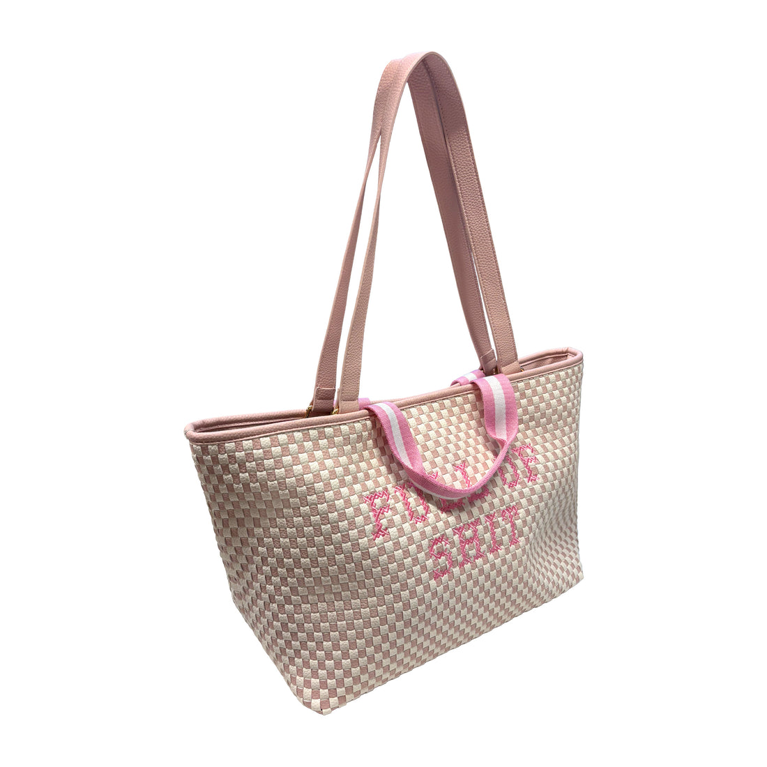 Rose pink Lilly Loves handbag with "Full Of Shit" design, stylish accessory featuring a bold, statement-making look.