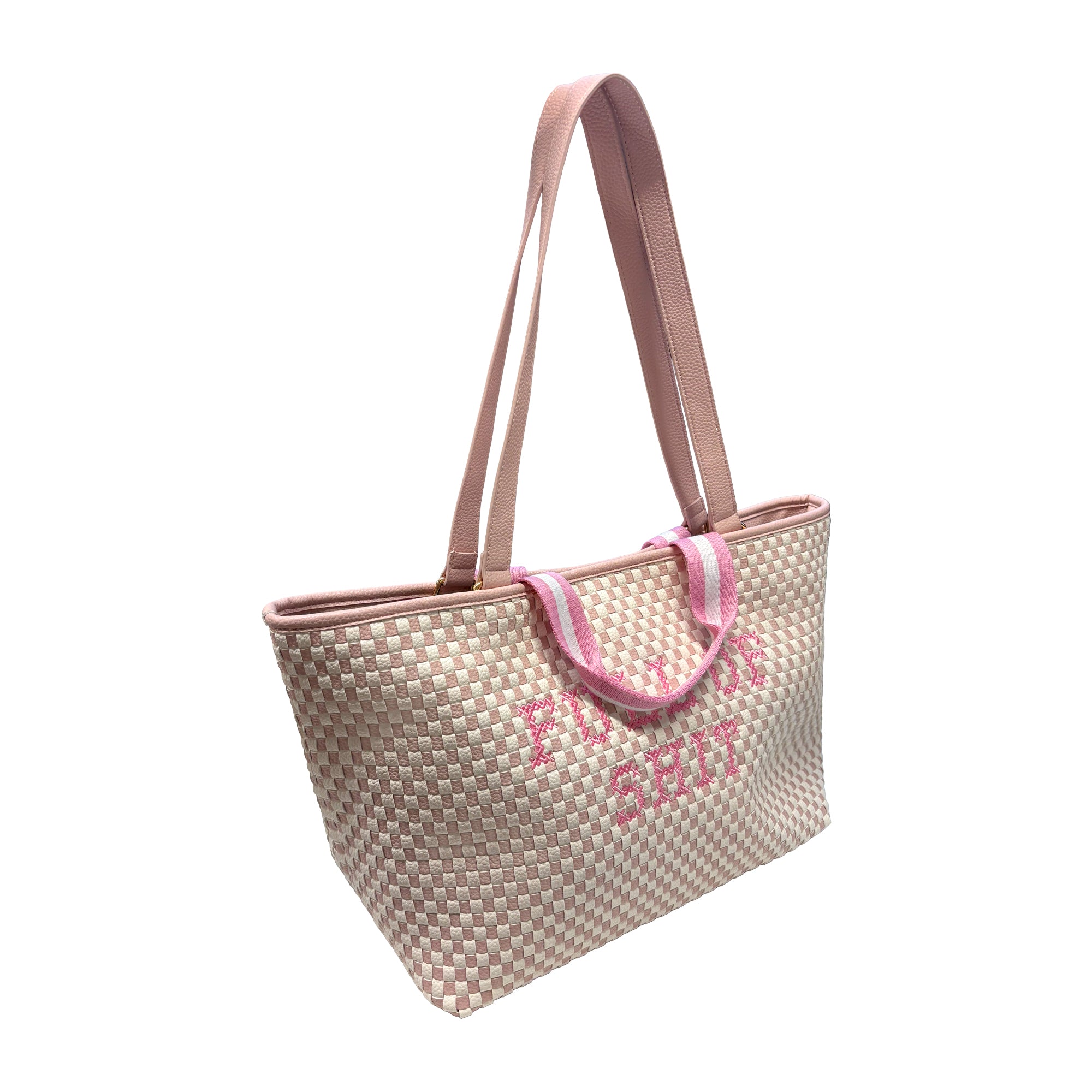 Rose pink Lilly Loves handbag with "Full Of Shit" design, stylish accessory featuring a bold, statement-making look.