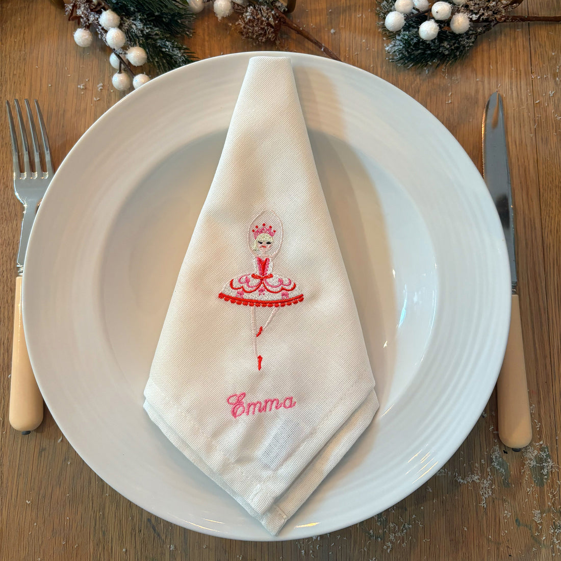 Christmas Nutcracker Embroidered Napkins | Set 4