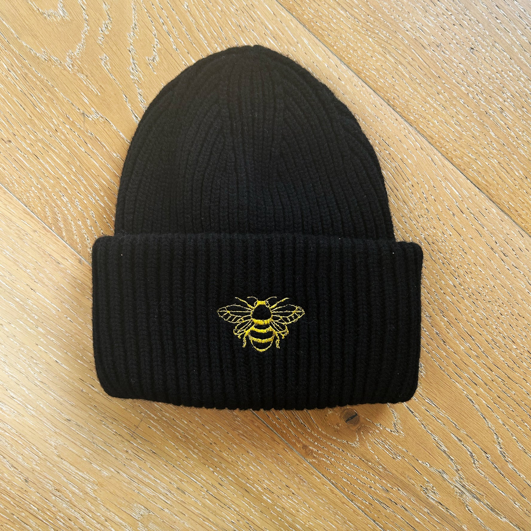 Personalized Embroidered Beanie | Gold Bee Winter Hat & Gift