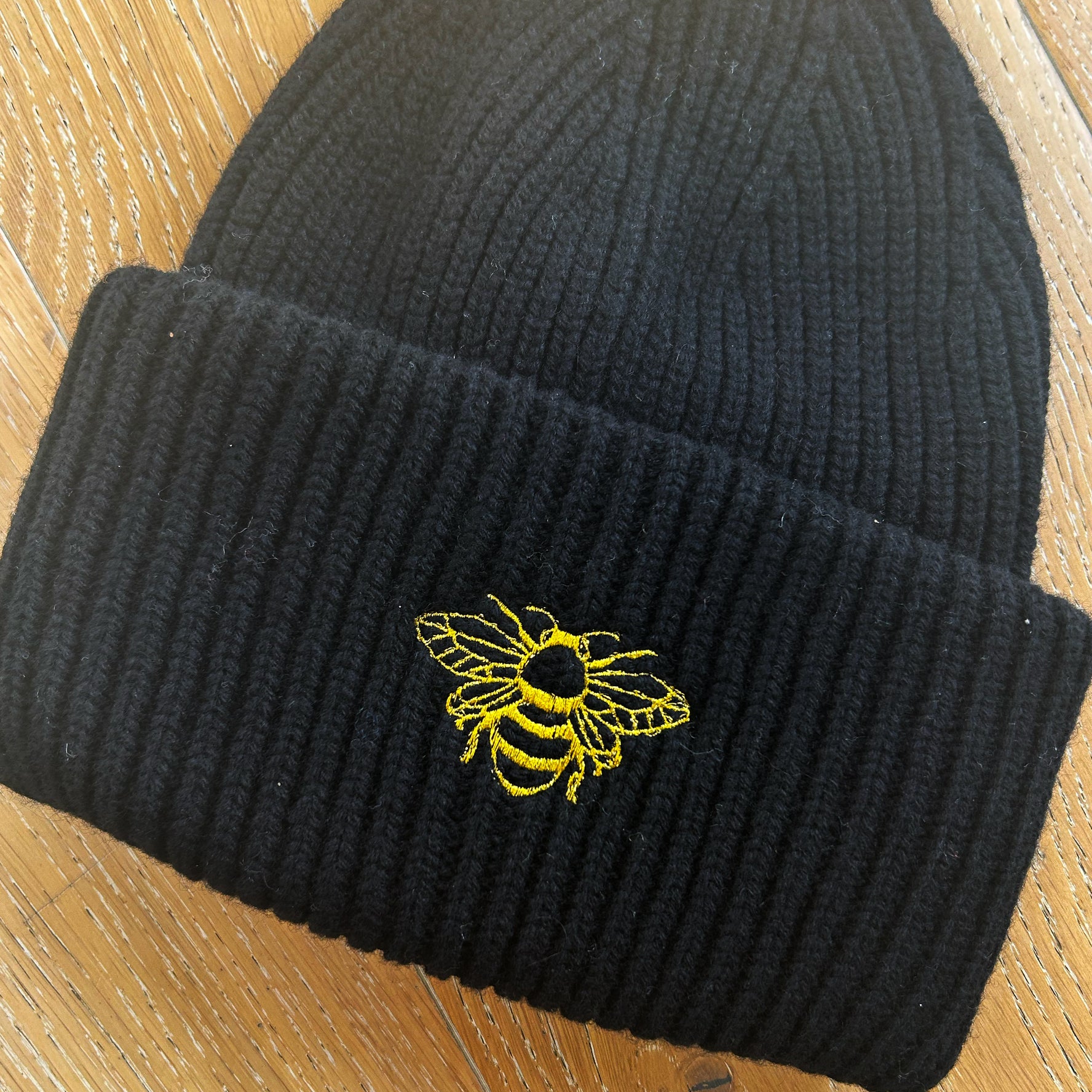 Personalized Embroidered Beanie | Gold Bee Winter Hat & Gift