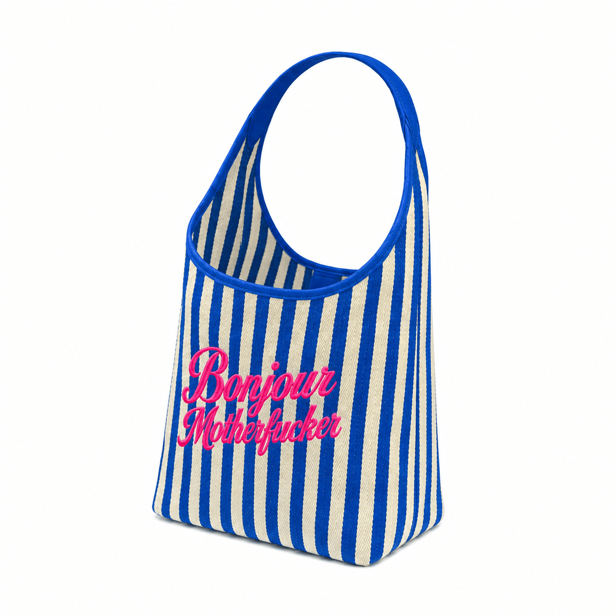 Blue Bonjour Motherfuckers Tote Bag - Lillyloves