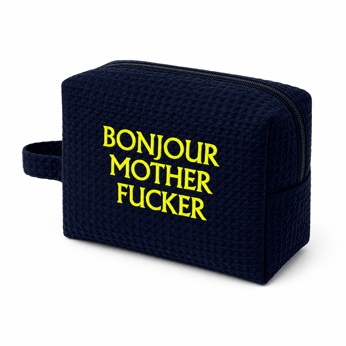 Bonjour MF Navy Waffle Weave Cosmetic Bag - Lillyloves