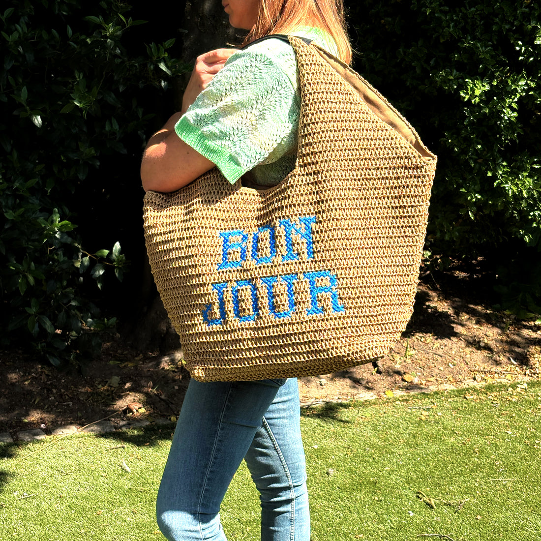Bonjour Straw Beach Bag
