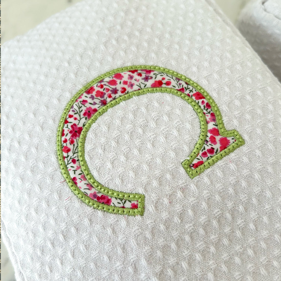 Monogrammed AppliqueLiberty Print cosmetic bag