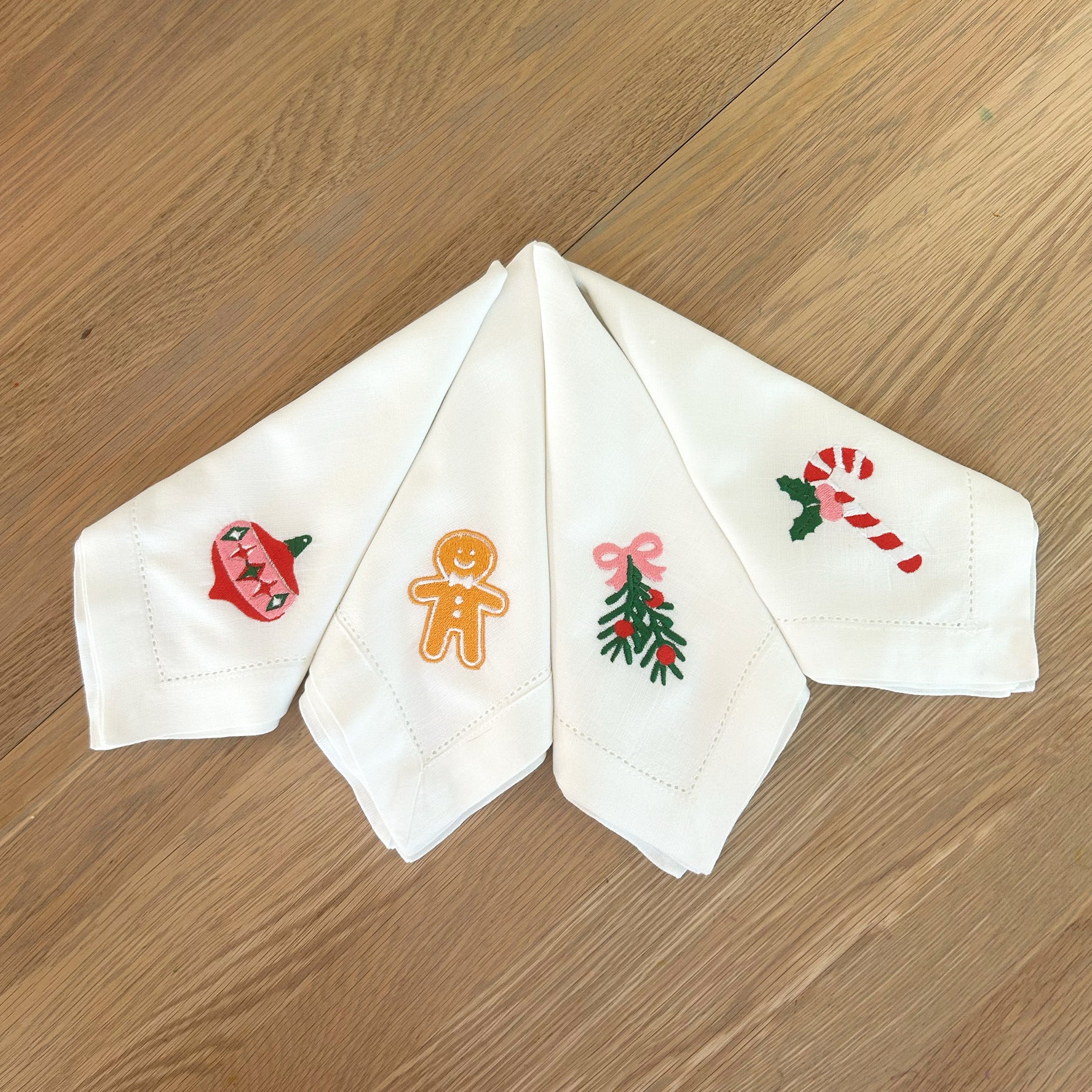 Christmas Fun Embroidered Napkins | Set 4