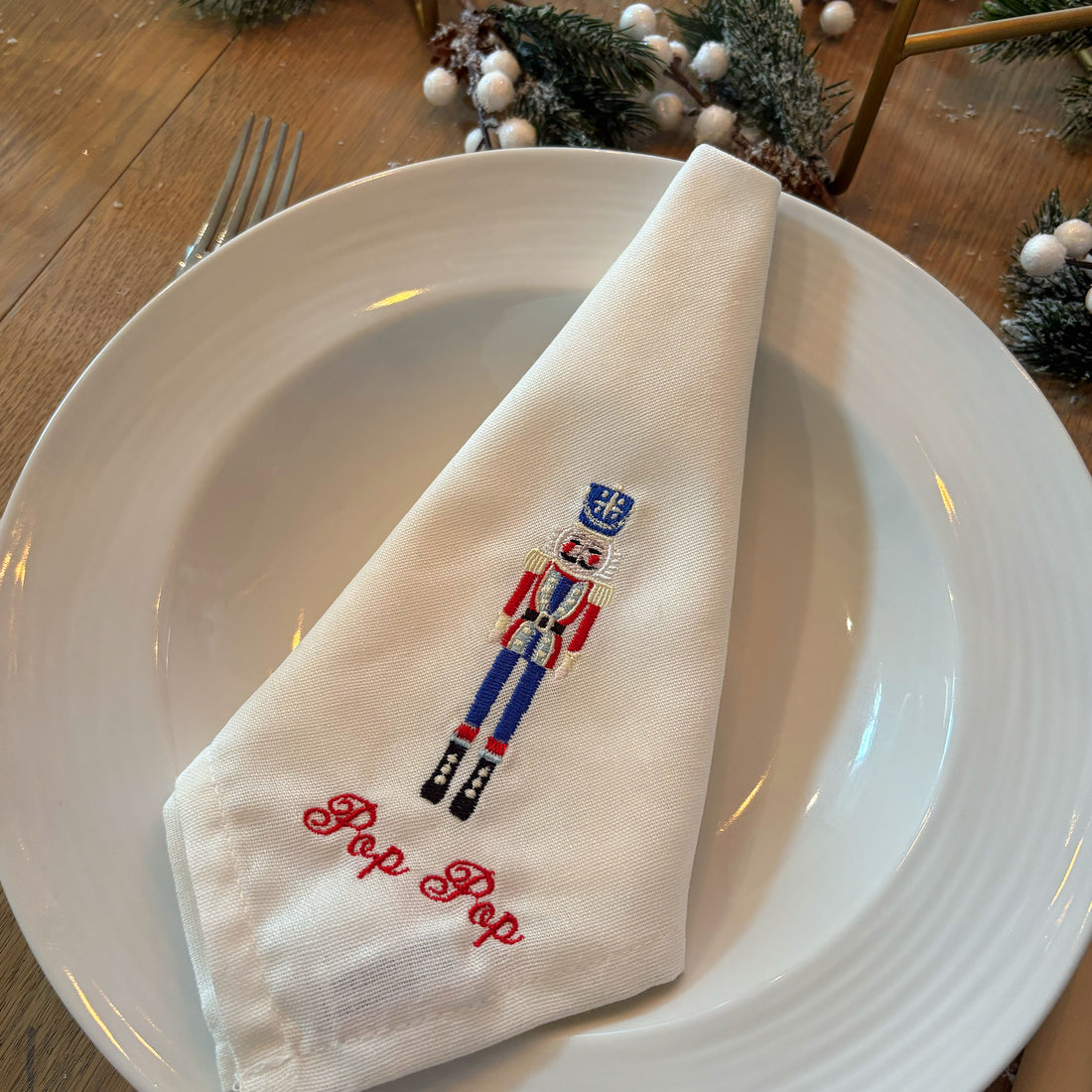 Christmas Nutcracker Embroidered Napkins | Set 4