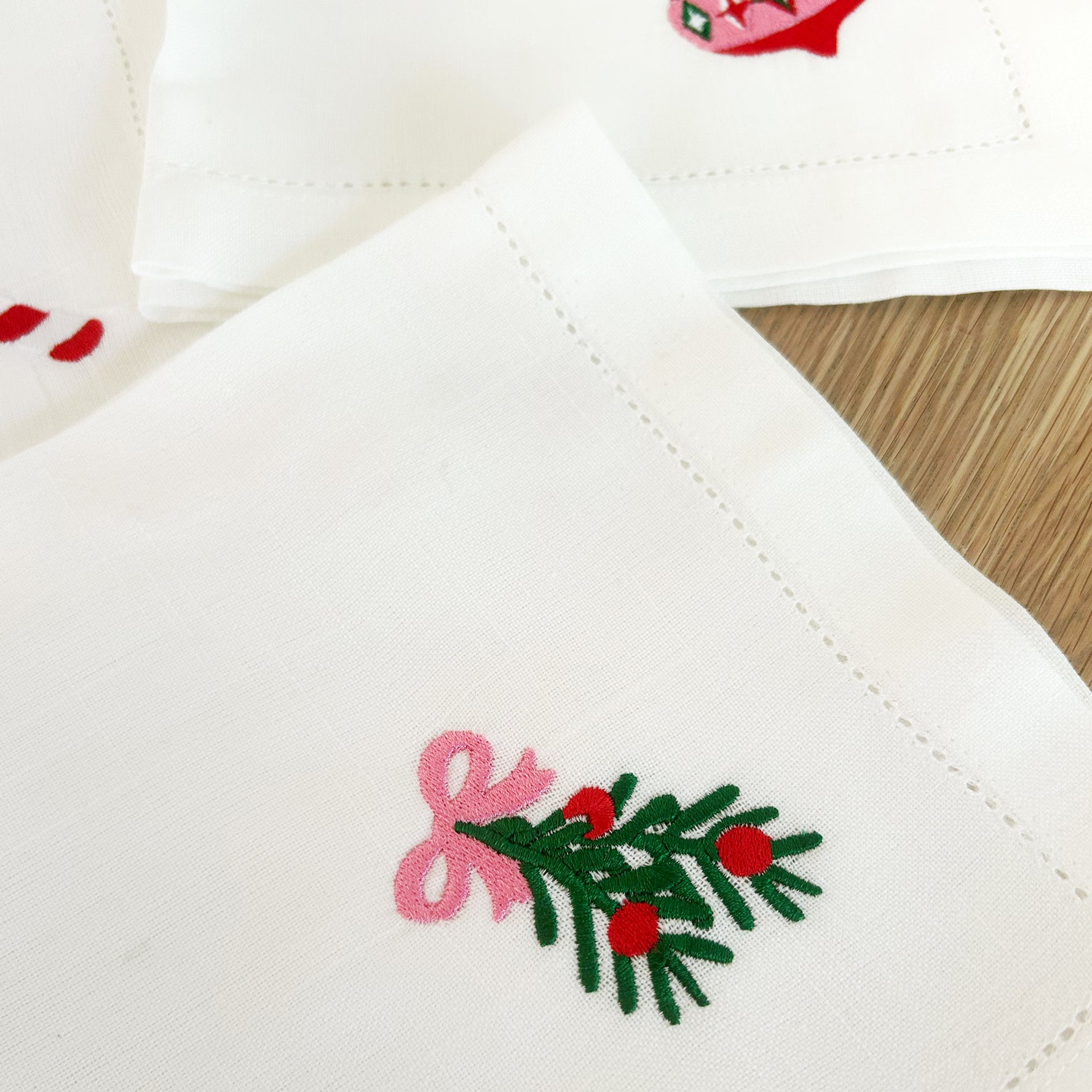 Christmas Fun Embroidered Napkins | Set 4