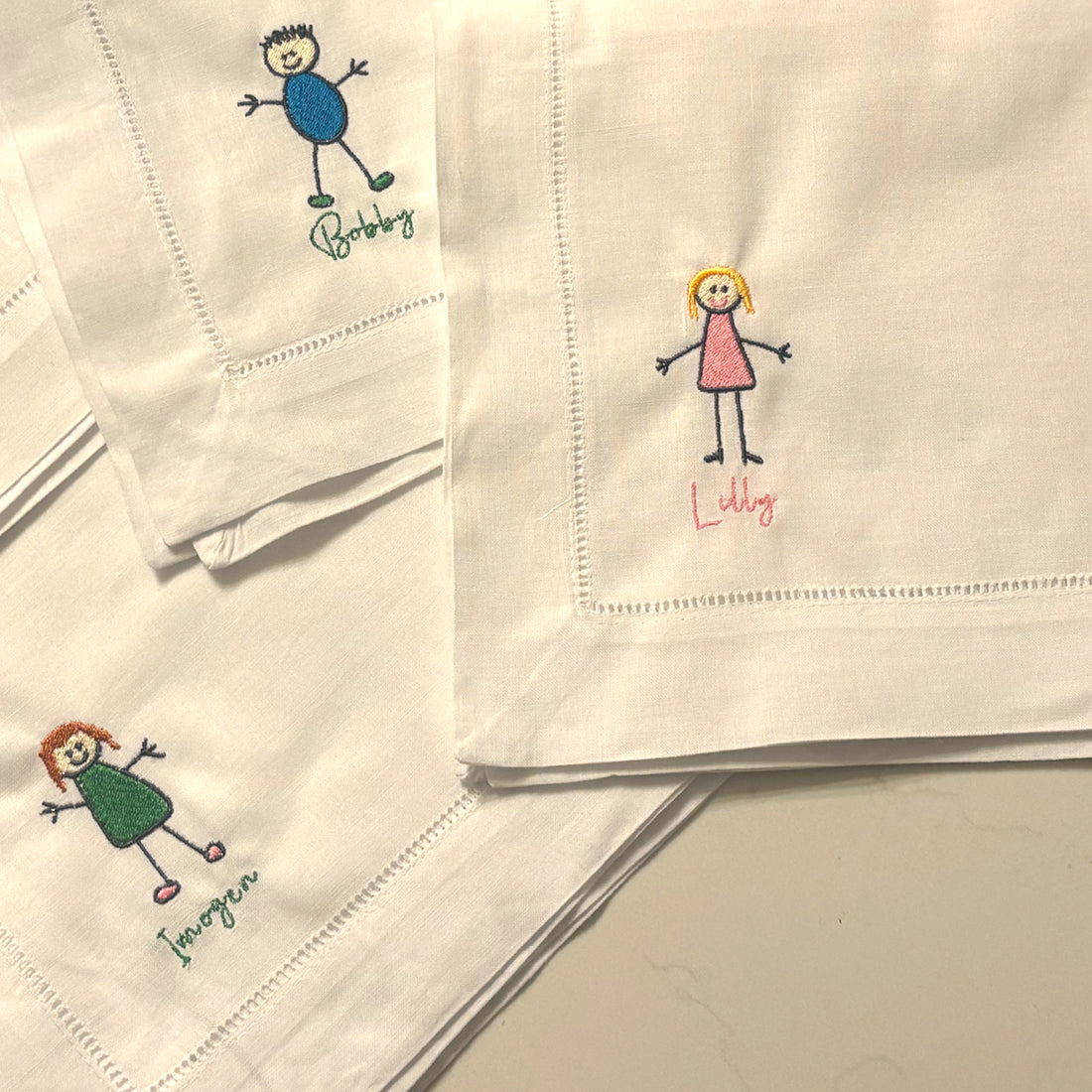 Custom Embroidered Kids Drawing Napkins