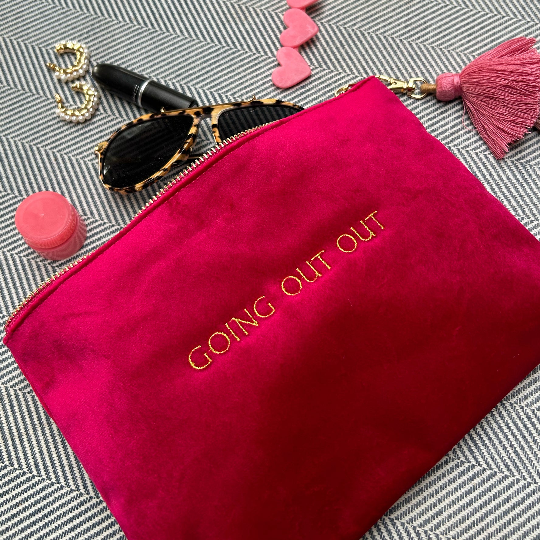 Personalized 'GOING OUT OUT' Velvet Toiletry Bag – Beauty & Travel Gift