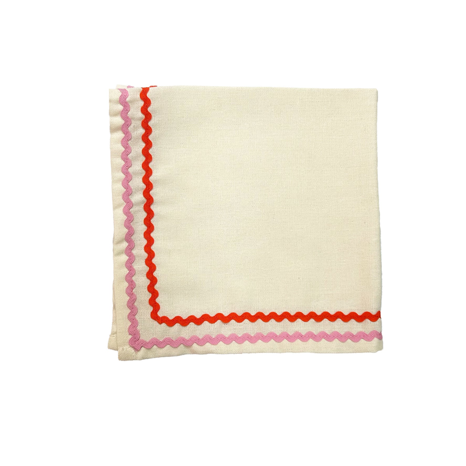 Ric Rac Linen Napkins | Orange & Pink | Set of 4