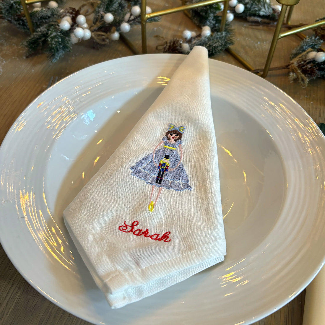 Christmas Nutcracker Embroidered Napkins | Set 4