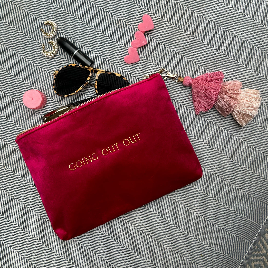 Personalized 'GOING OUT OUT' Velvet Toiletry Bag – Beauty & Travel Gift