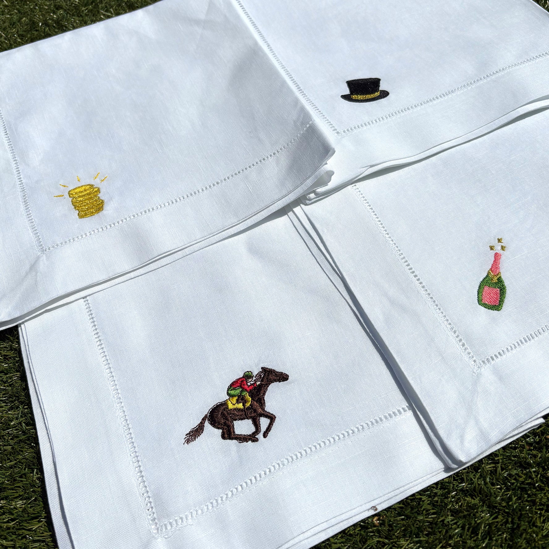 Day at the Races Napkins | Embroidered Fathers Day Gift
