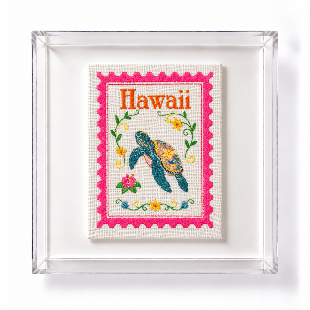 Hawaii Embroidered Stamp Artwork - Lillyloves