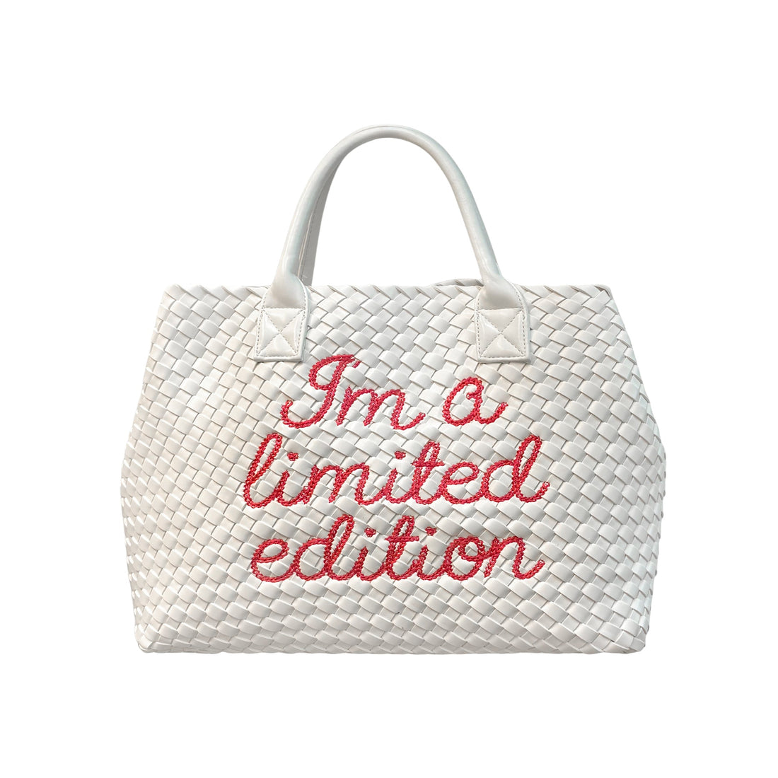 Lilly Loves limited edition white handbag with sleek design, featuring a stylish handle and minimalist aesthetic.