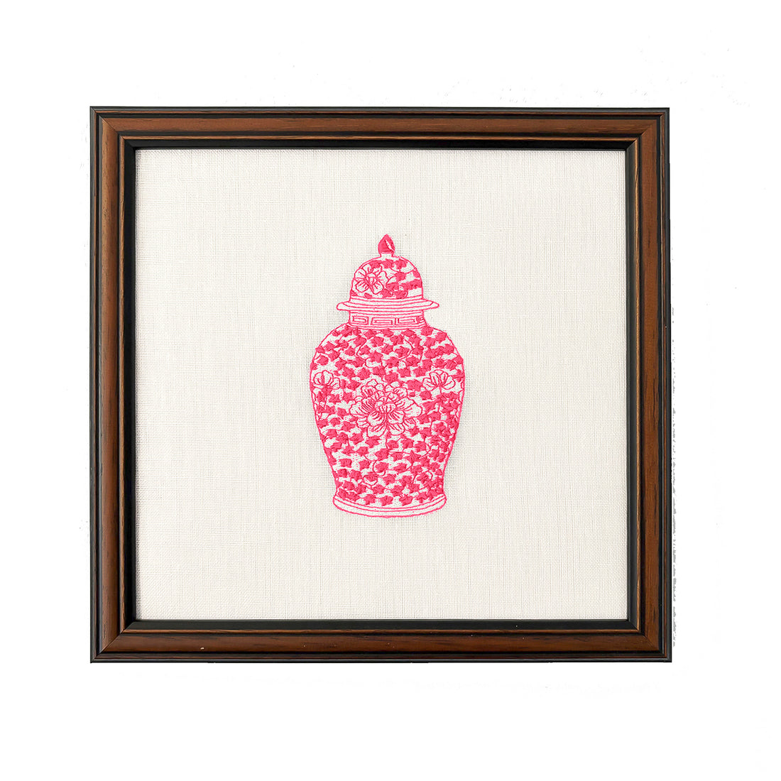 Pink Ginger Jars Set of 4 Embroidered Artwork