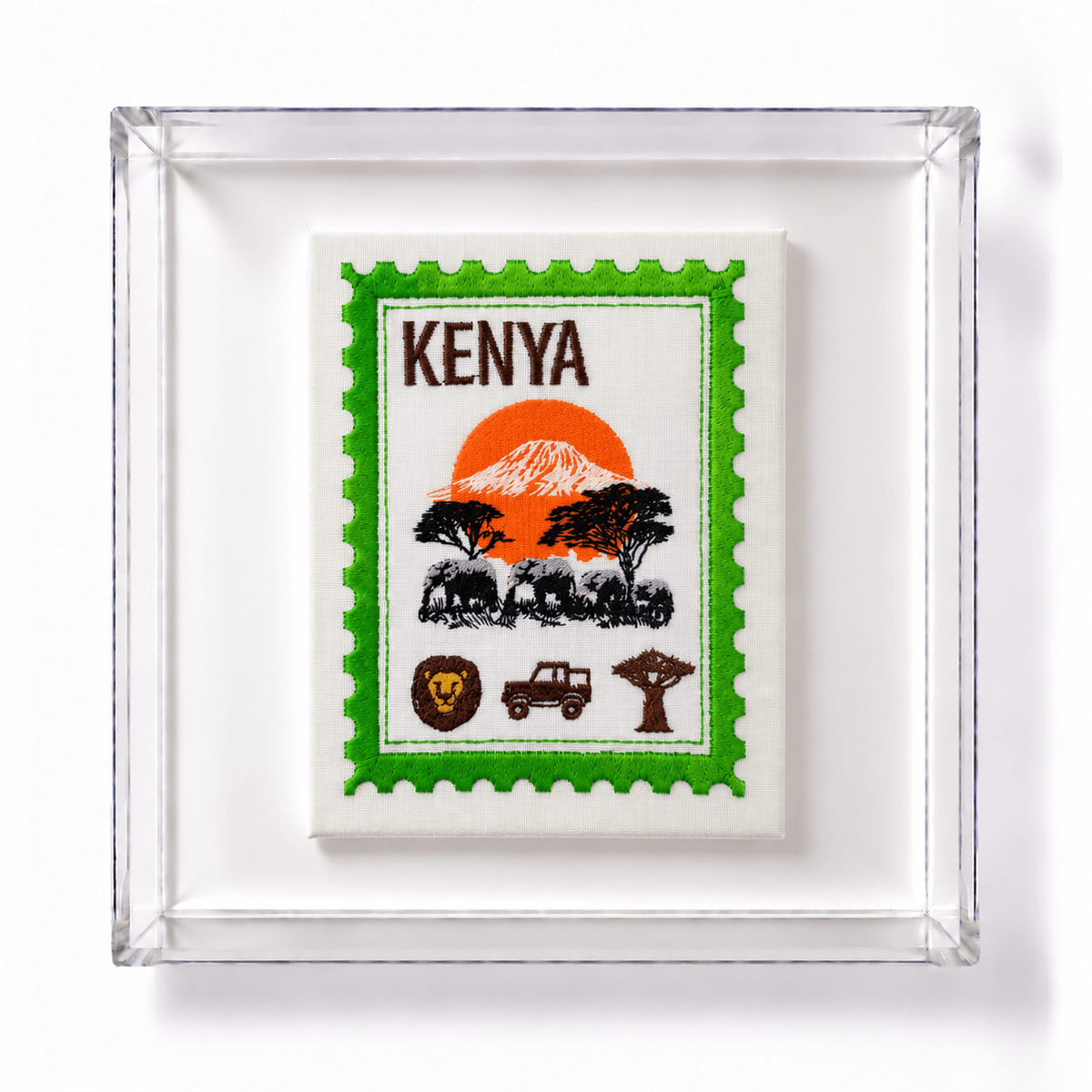 Kenya Embroidered Stamp Artwork - Lillyloves