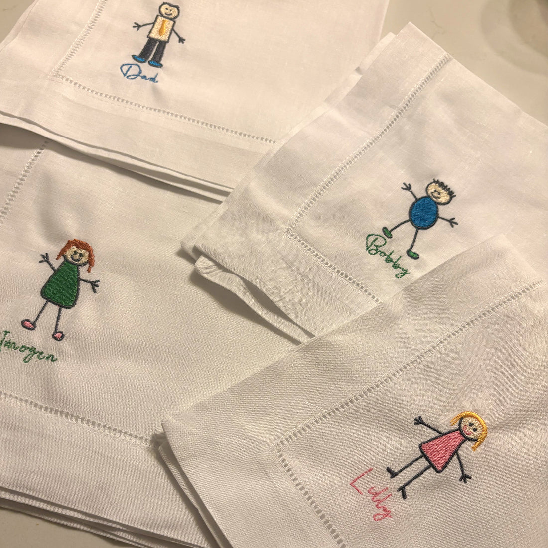 Custom Embroidered Kids Drawing Napkins