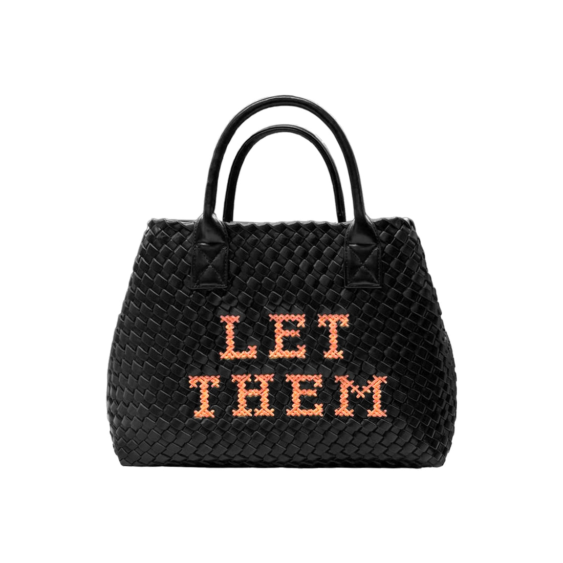 Lilly Loves Let Them Vegan handbag in black with sleek design, featuring a shoulder strap and minimalist style.