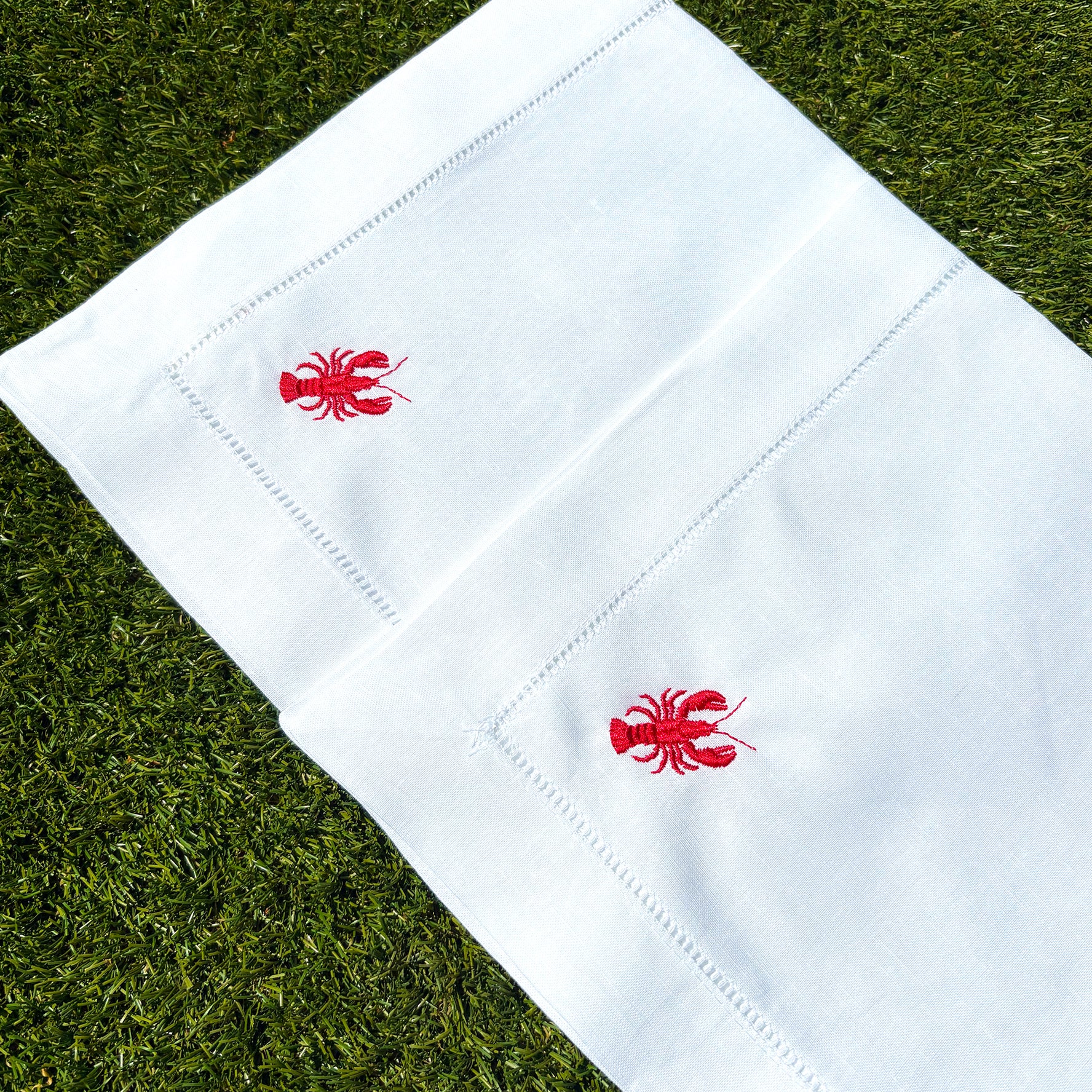 Pair of Embroidered Lobster napkins