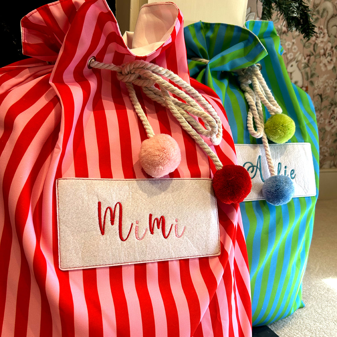 Personalised Red and Pink Christmas Sacks