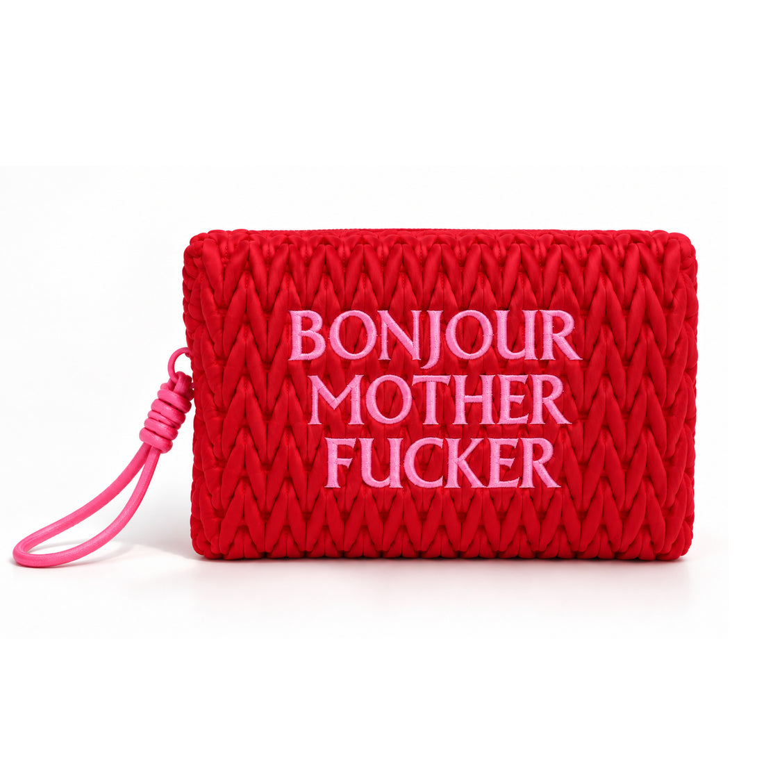 Red Bonjour Mother Fucker Make Up Bag