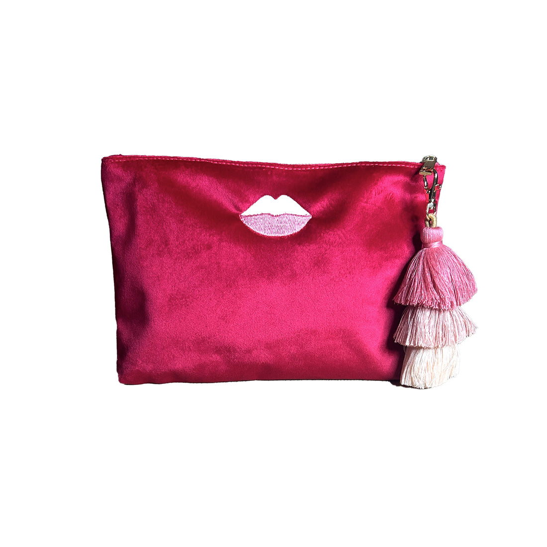 Personalized Pink Lips Velvet Beauty Bag – Valentine's Toiletry & Travel Gift