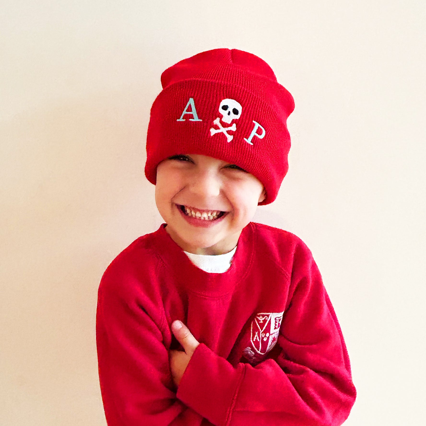 Personalized Smiley Kids Beanie Hat | Pirate & Christmas Winter Hat