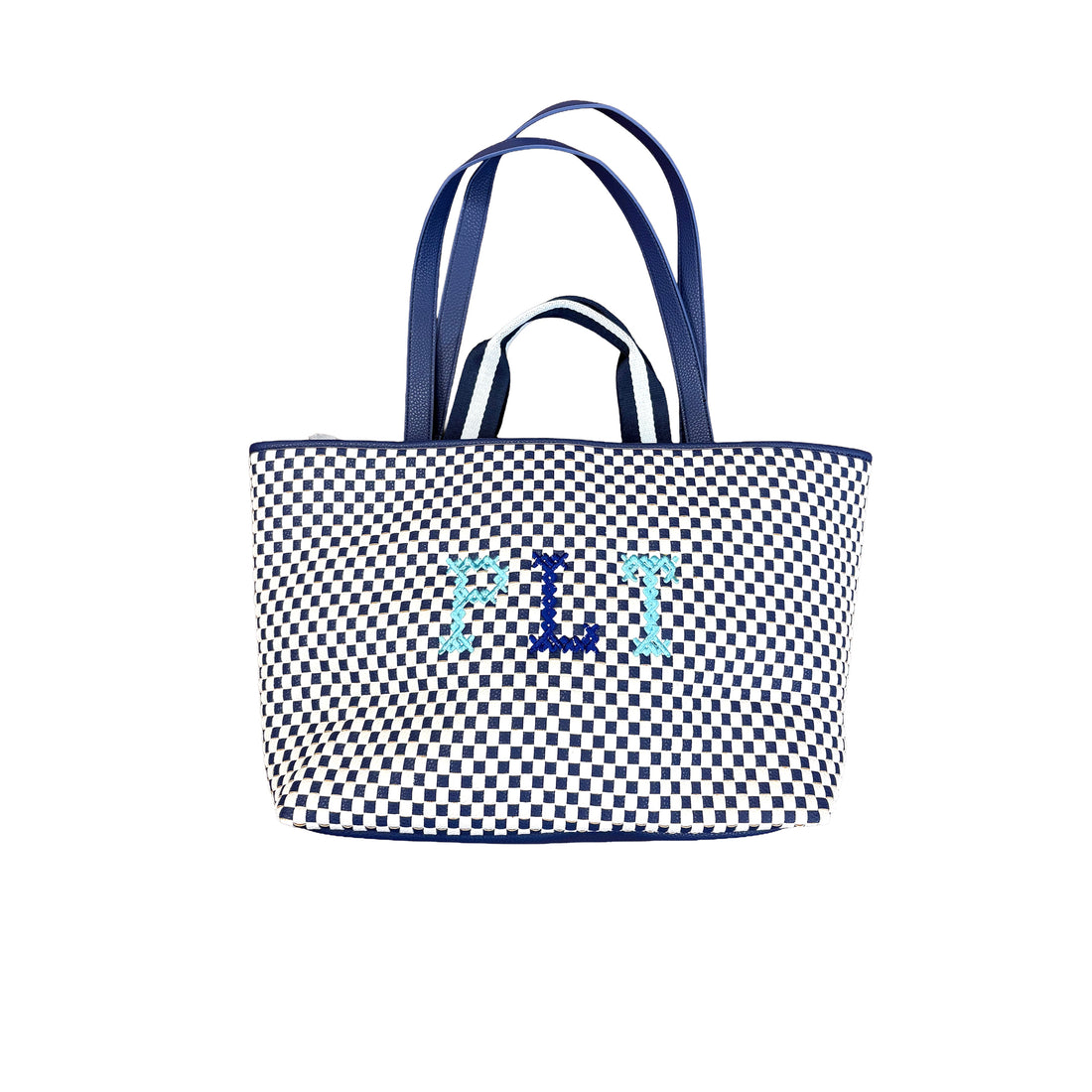 Monogram Embroidered Woven hand Bag